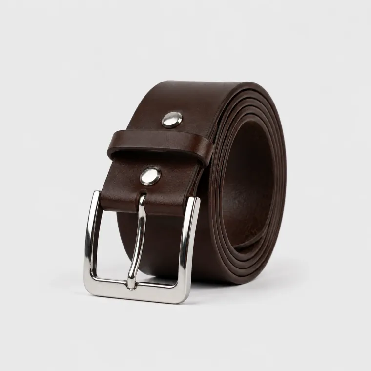 Wide Dark Brown Handmade Leather Belt